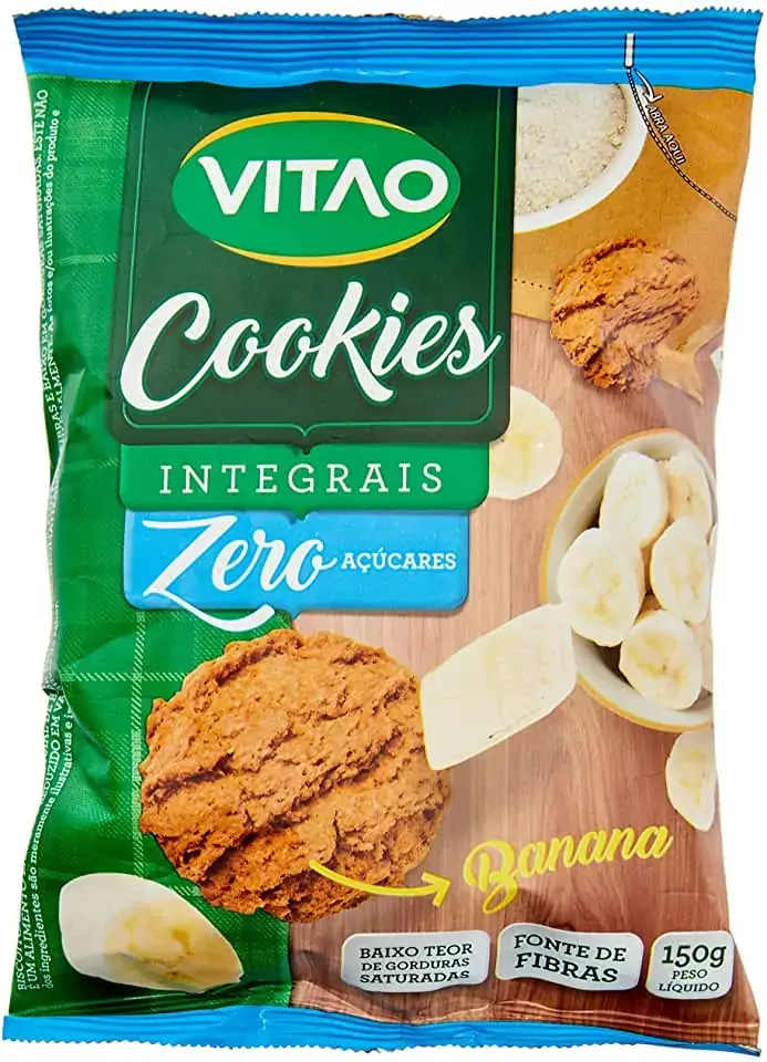 Biscoito Cookie Integral Banana Zero Açúcar Vitao Pacote 150g