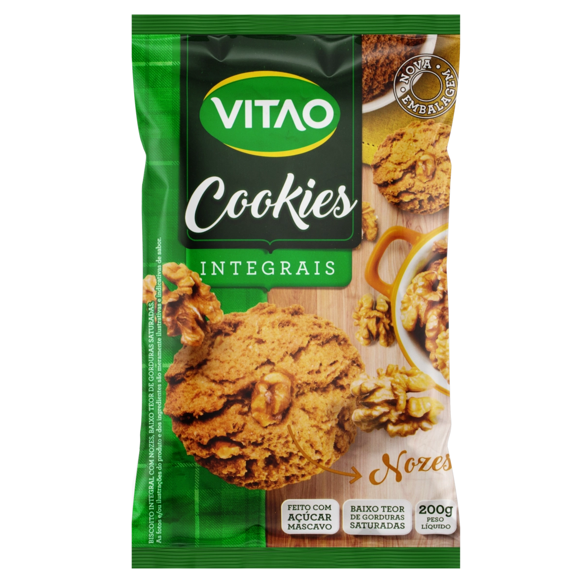 Biscoito Cookie Integral Nozes Vitao Pacote 200g