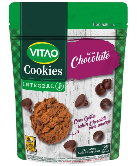 Biscoito Cookie Integral Cacau Com Gotas De Chocolate Vitao Pacote 200g