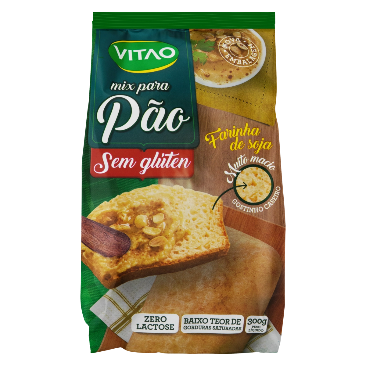 Mix Para Pão Sem Glúten Zero Lactose Vitao Pacote 300g