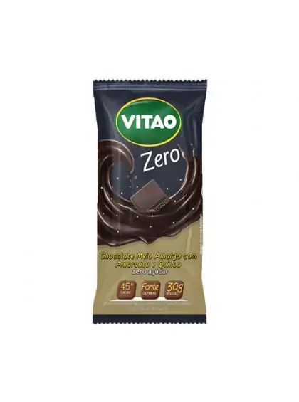 Chocolate Meio Amargo 45 Cacau Com Grãos Ancestrais Zero Açúcar Vitao Pacote 30g