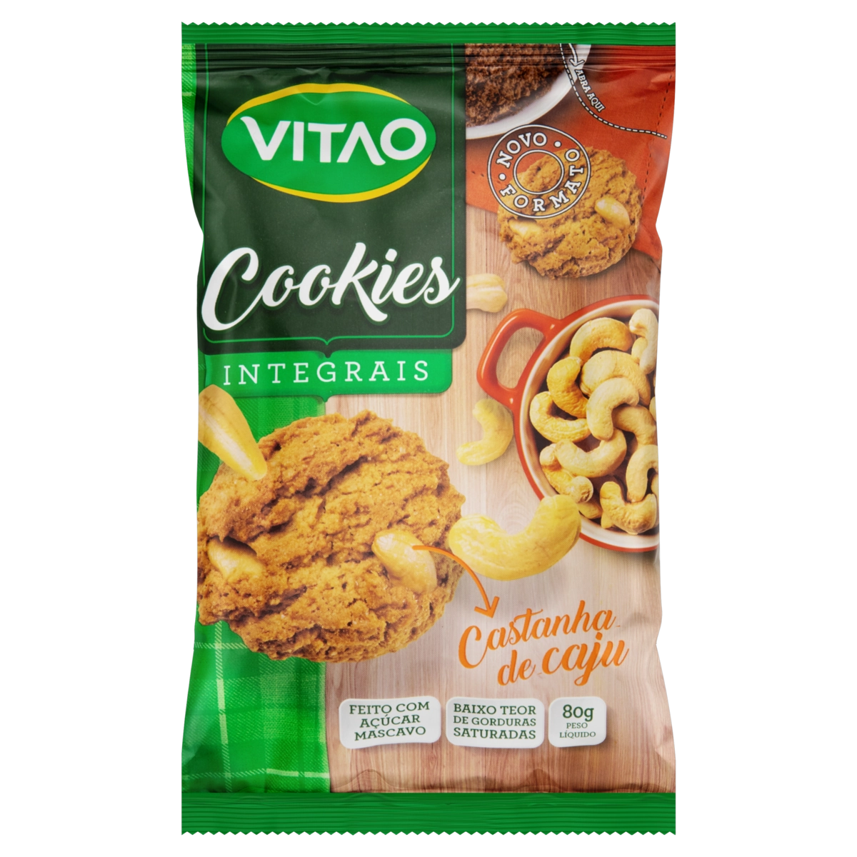 Biscoito Cookie Integral Castanha De Caju Vitao Pacote 80g