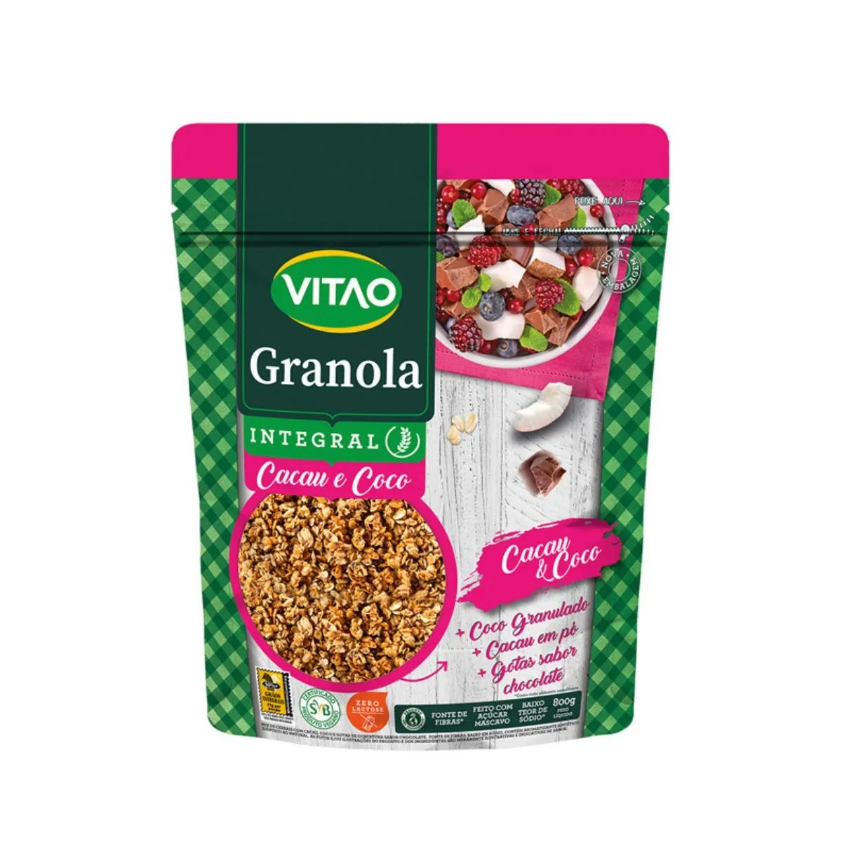 Granola Cacau Coco Vitao Pacote 800g