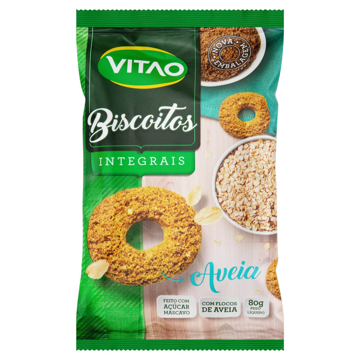 Biscoito Integral Aveia Vitao Pacote 80g