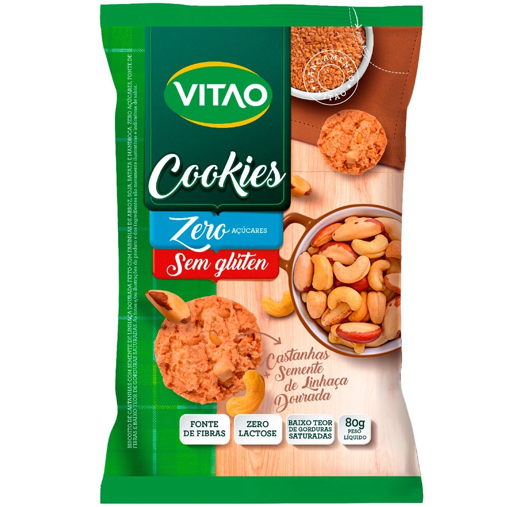 Cookies Vitao Zero S Glutem Cast Linhaca 80g