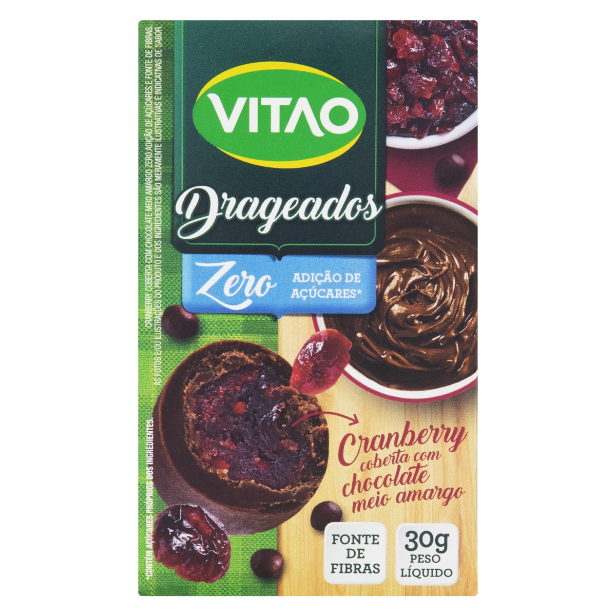 Cranberry Cobertura De Chocolate Meio Amargo Vitao Drageados Caixa 30g