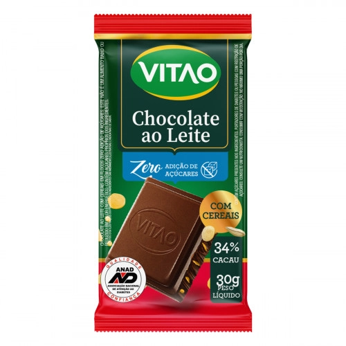 Chocolate Ao Leite 34 Cacau Com Cereais Vitao Pacote 30g