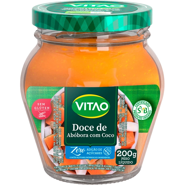 Doce Abóbora Com Coco Vitao Vidro 200g