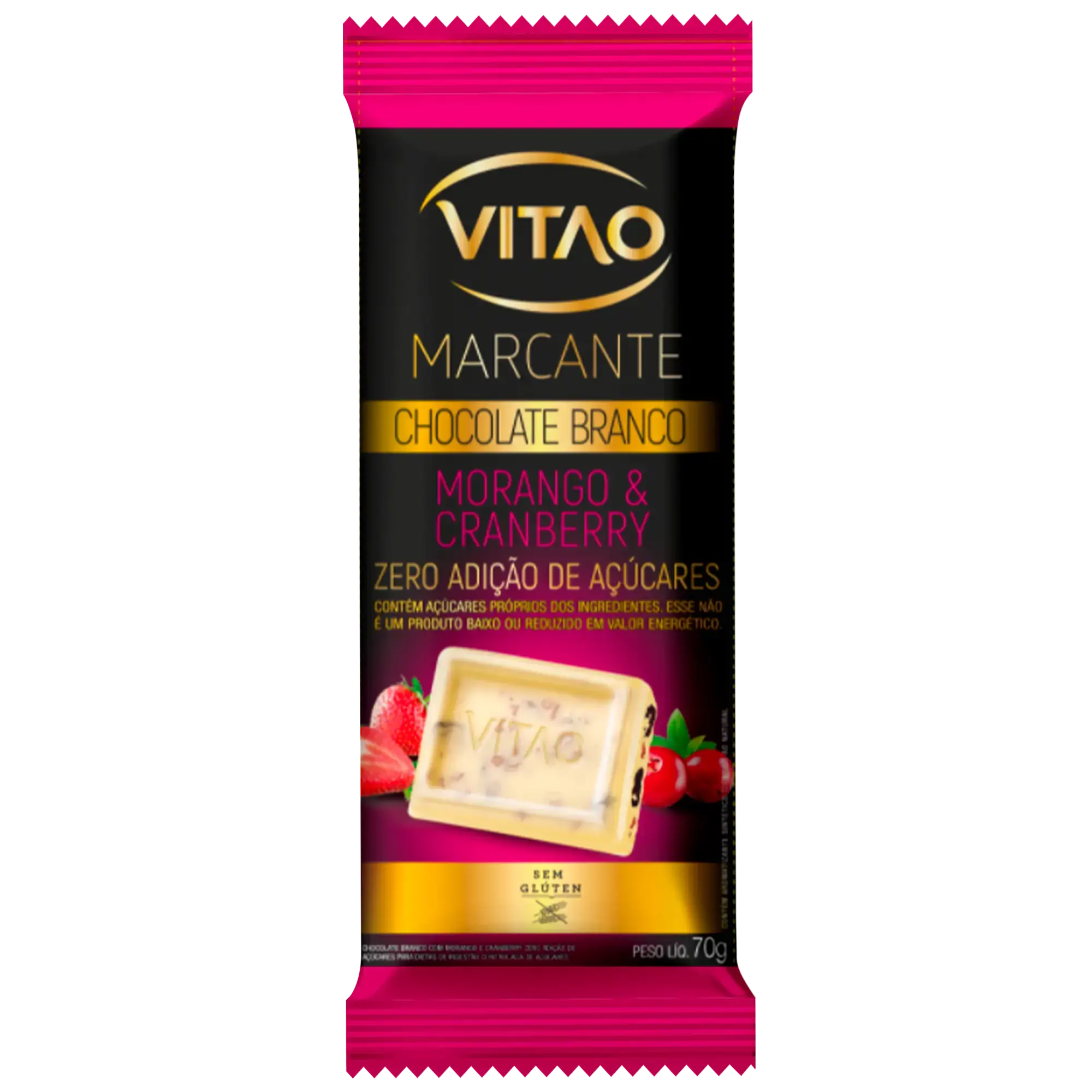 Choc Zero Acucar Vitao Choc Branco C/morango E Cranberry 70g