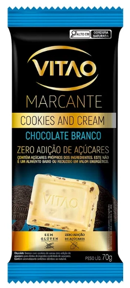 Chocolate Branco Cookies And Cream Vitao Marcante Pacote 70g