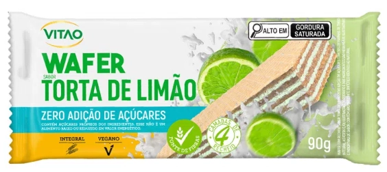 Biscoito Wafer Vegano Integral Recheio Torta De Limão Vitao Pacote 90g