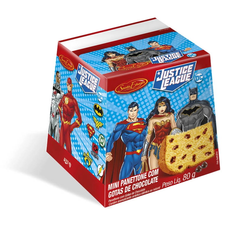 Mini Chocotone Com Gotas de Chocolate Liga da Justiça Panetone Santa Edwiges 80g
