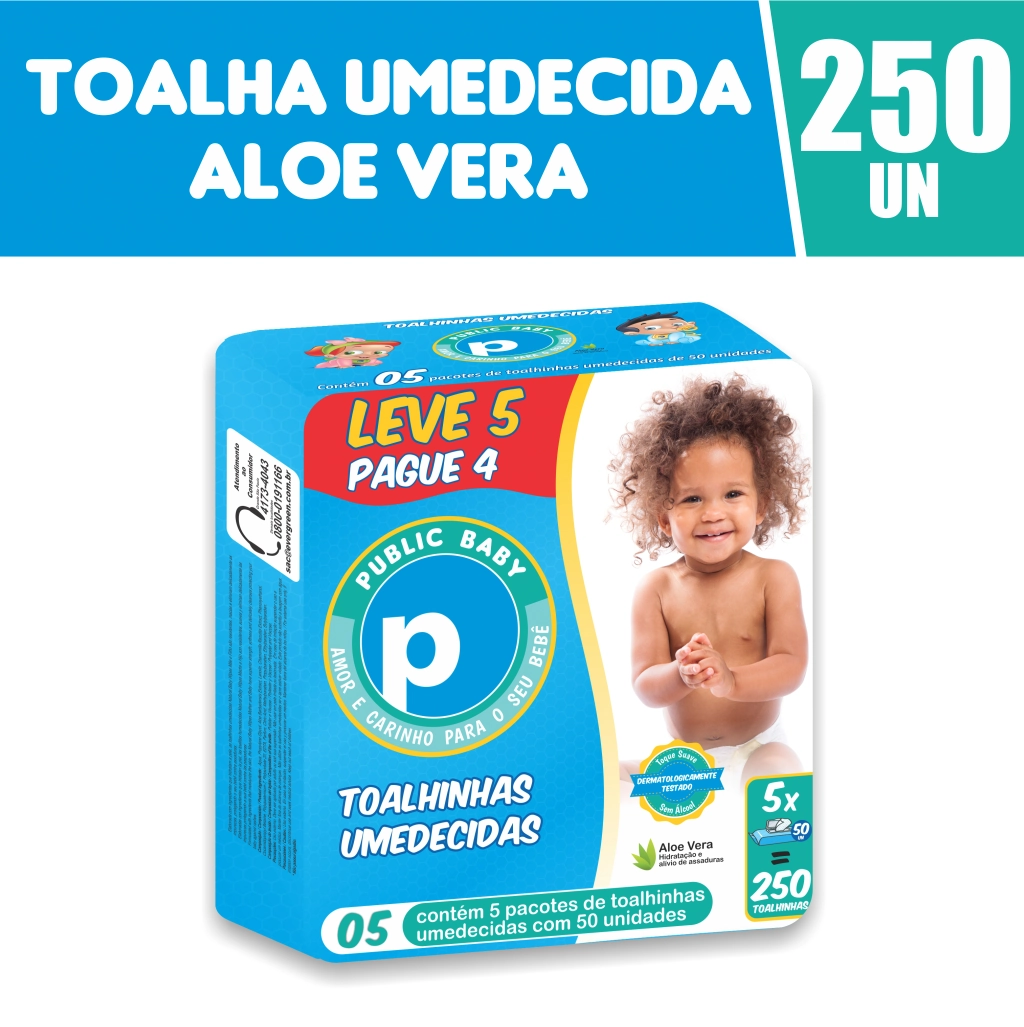 Toalhinhas Umedecidas 250 Unidades Public Baby
