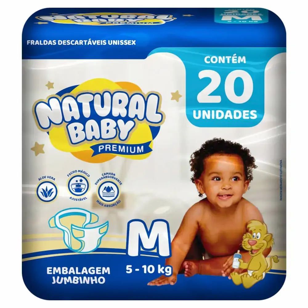 Fralda Natural Baby Jumbinho Med C/20