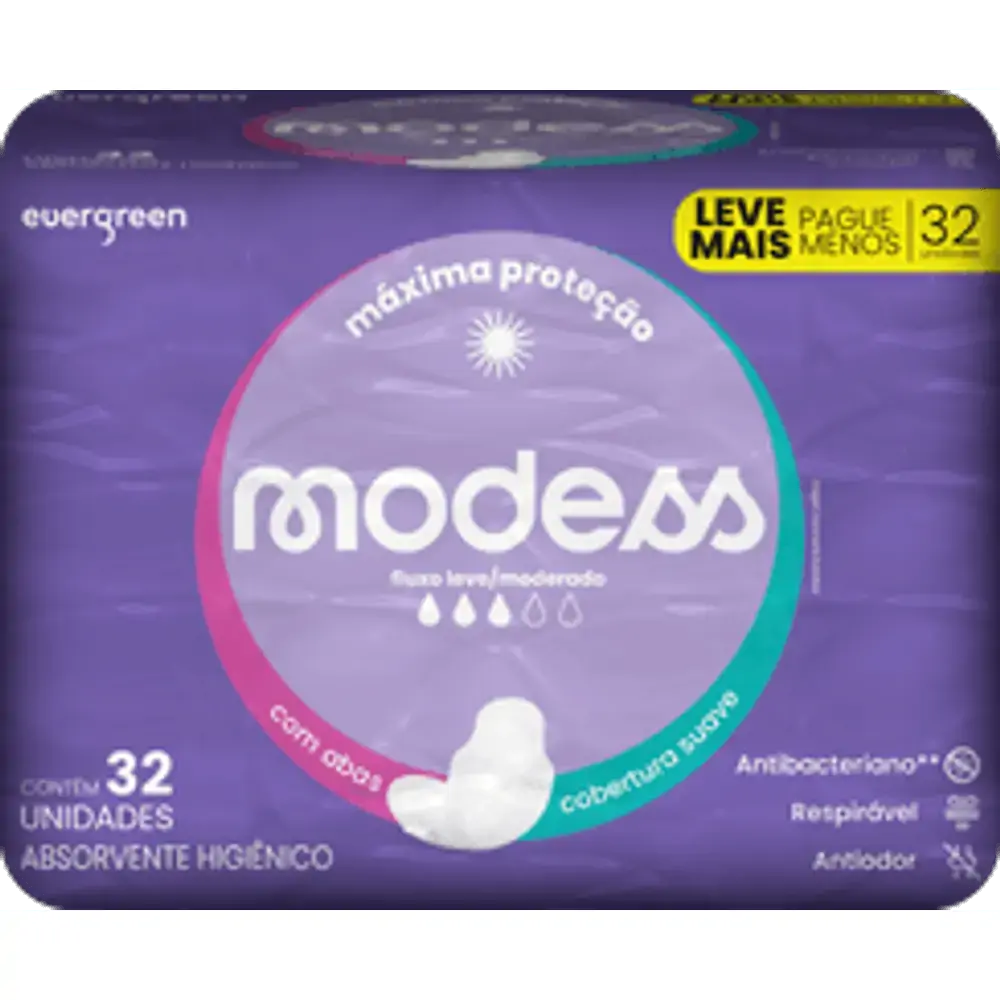 Absorvente Suave com Abas Modess 32 Unidades