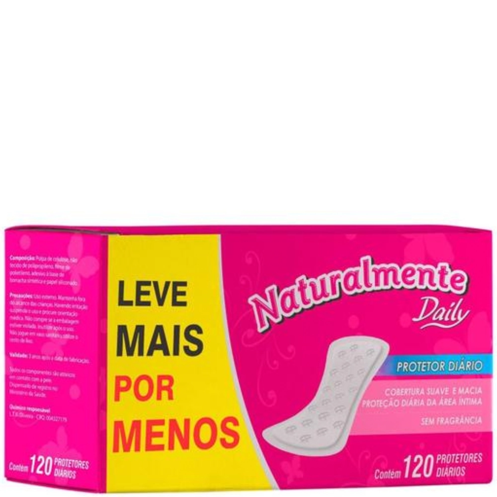 Protetor Diário Sem Abas Suave Diário Naturalmente Daily Caixa Leve 120 Pague 100 Unidades