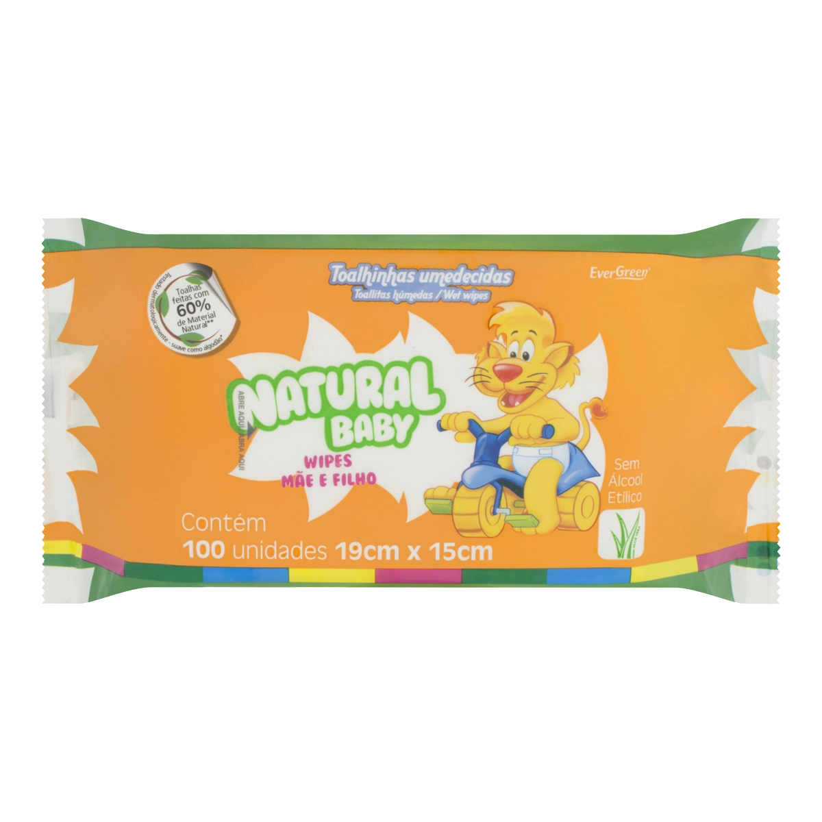 Toalhas Umedecidas Higiênicas Natural Baby Pacote 100 Unidades