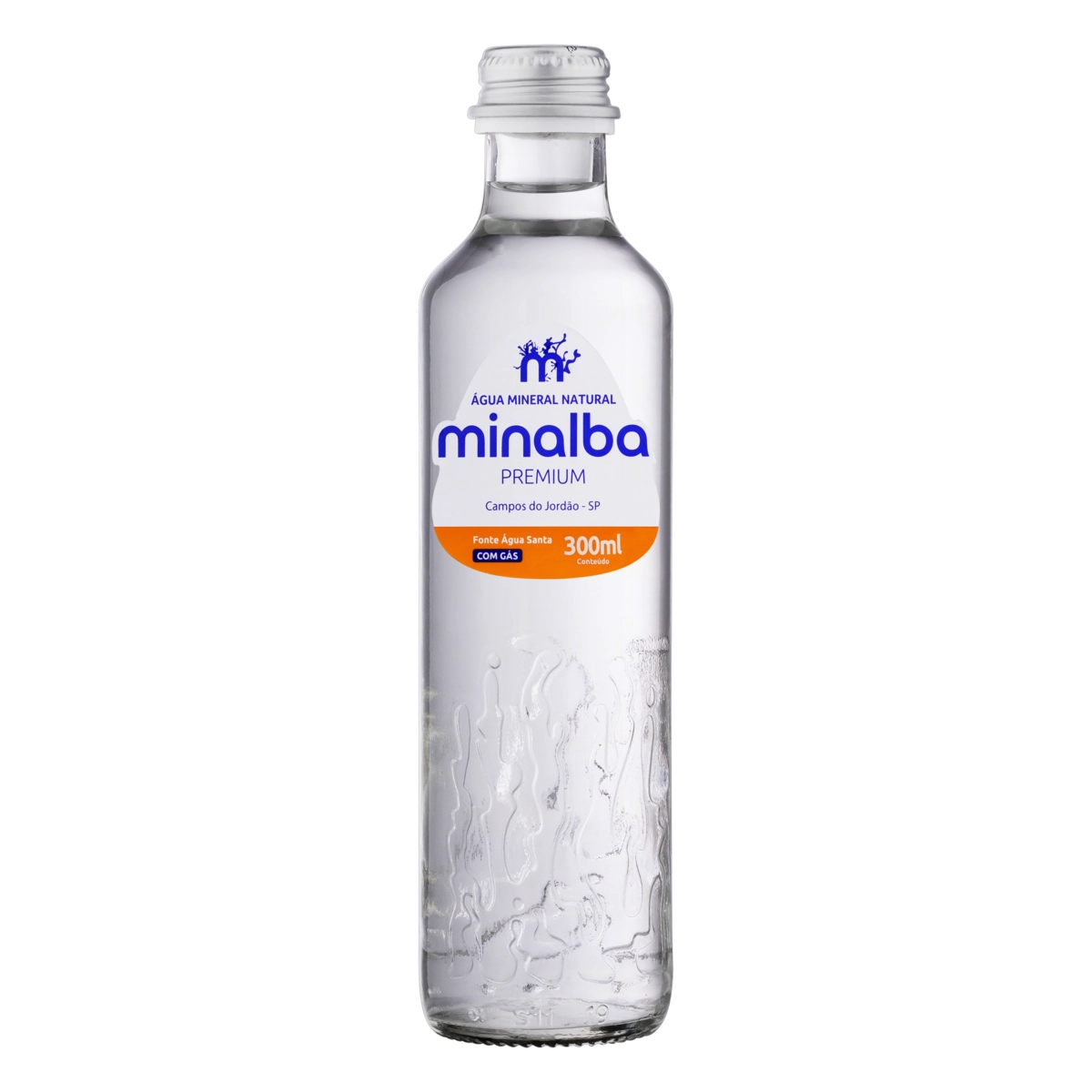 água Mineral Natural Com Gás Minalba Premium Garrafa 300ml