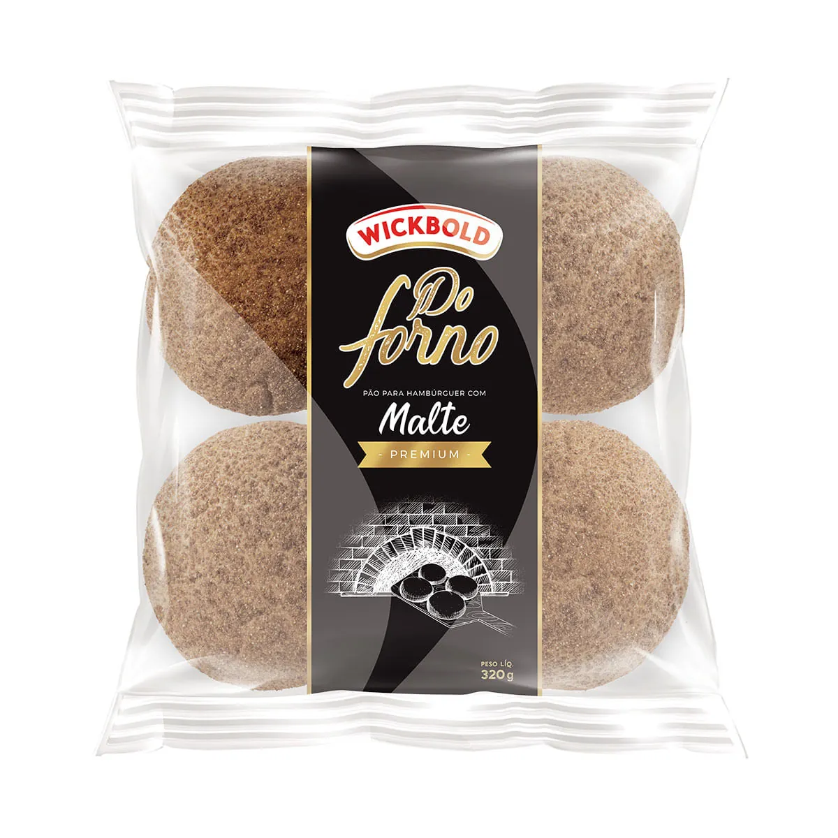 Pão de Hambúrguer Malte Premium sem Lactose Do Forno Wickbold 320g 4 Pães