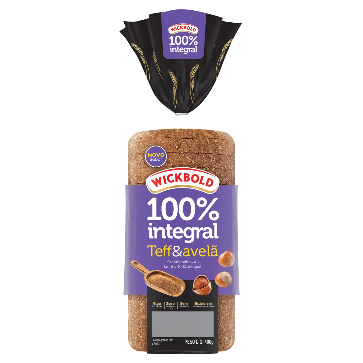 Pão De Forma 100% Integral WICKBOLD Sabor Teff E Avelã Pacote 400g