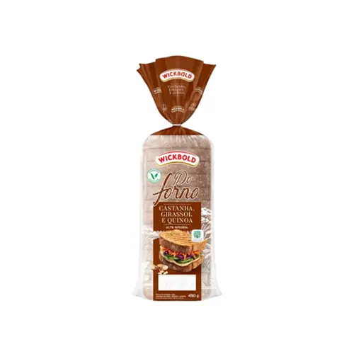 Pão Integral Castanha, Girassol E Quinoa Vegano Wickbold Do Forno Pacote 500g
