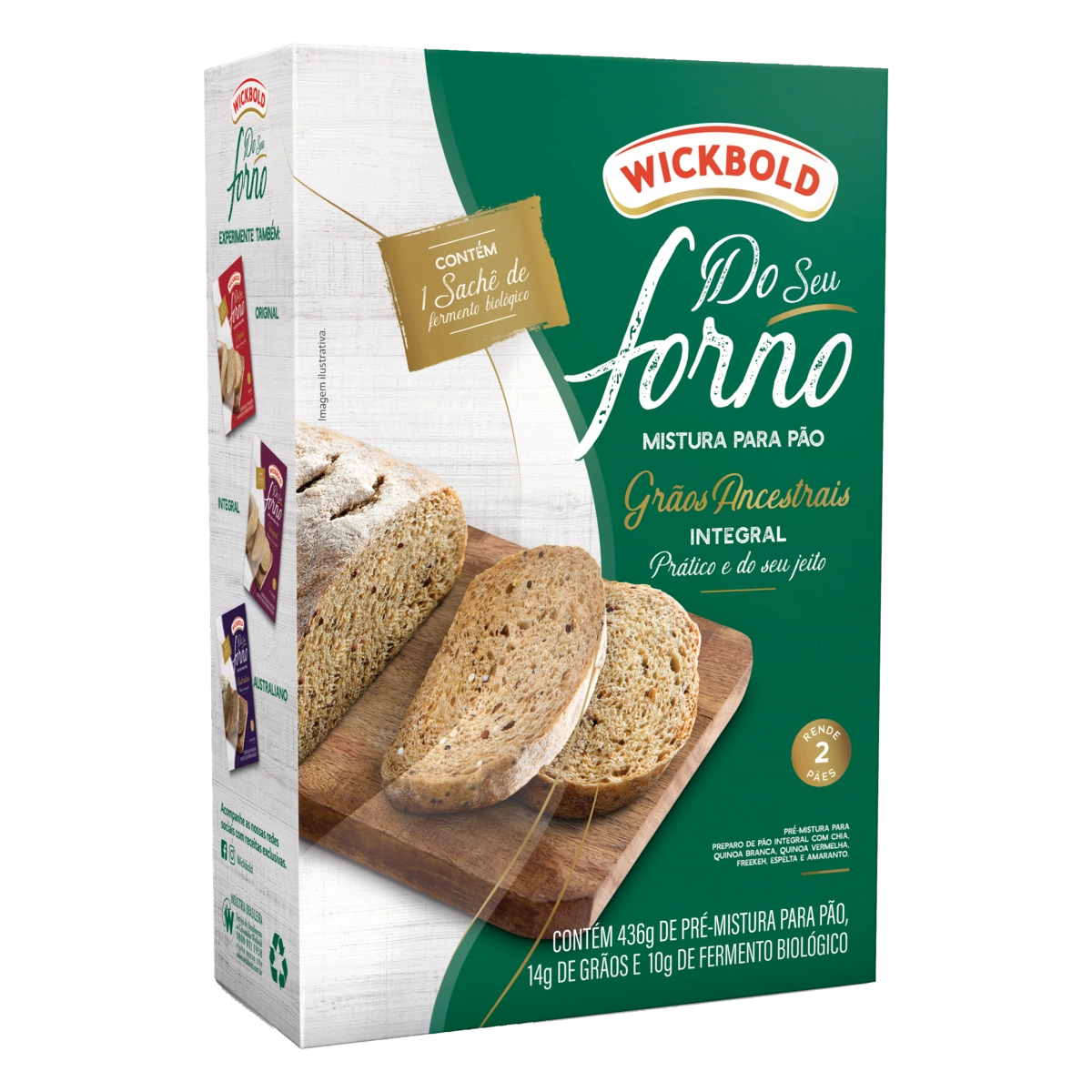 Pré-Mistura para Pão Integral Grãos Ancestrais Wickbold Do Seu Forno Caixa 460g