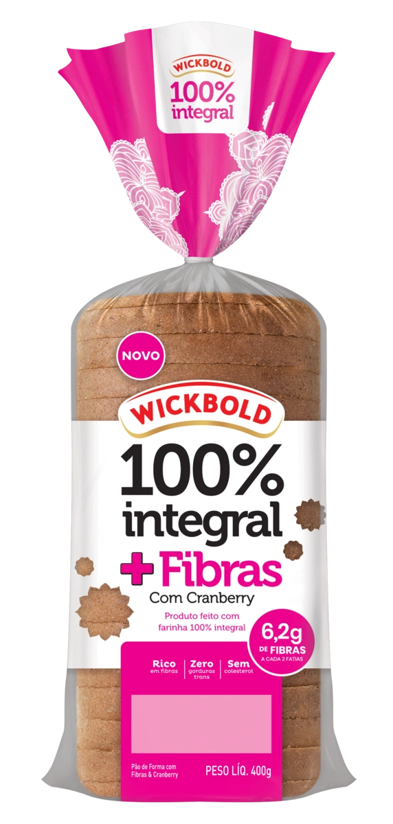 Pão De Forma Integral Cranberry Wickbold Fibras Pacote 400g