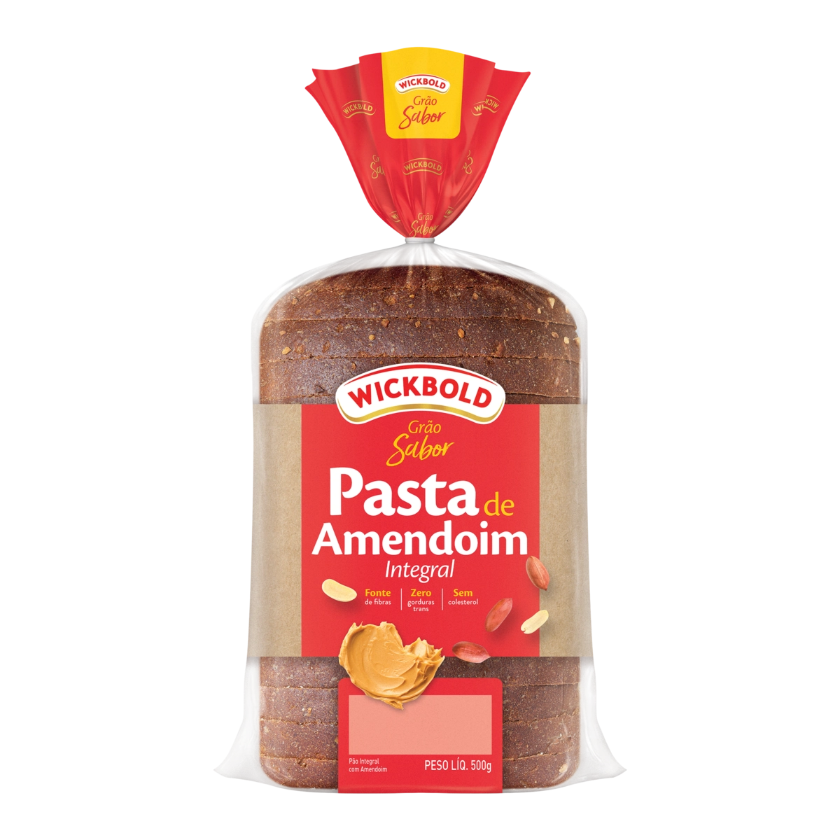 Pão Integral Pasta de Amendoim Wickbold Grão Sabor Pacote 500g