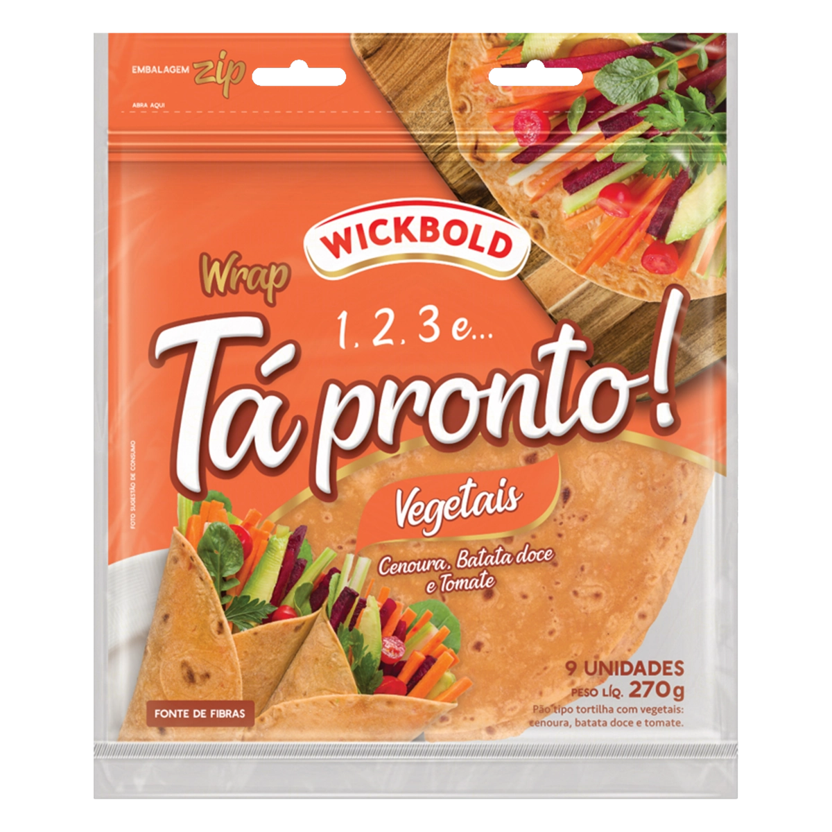 Pão Tortilha Vegetais Wickbold Tá Pronto Pouch 270g
