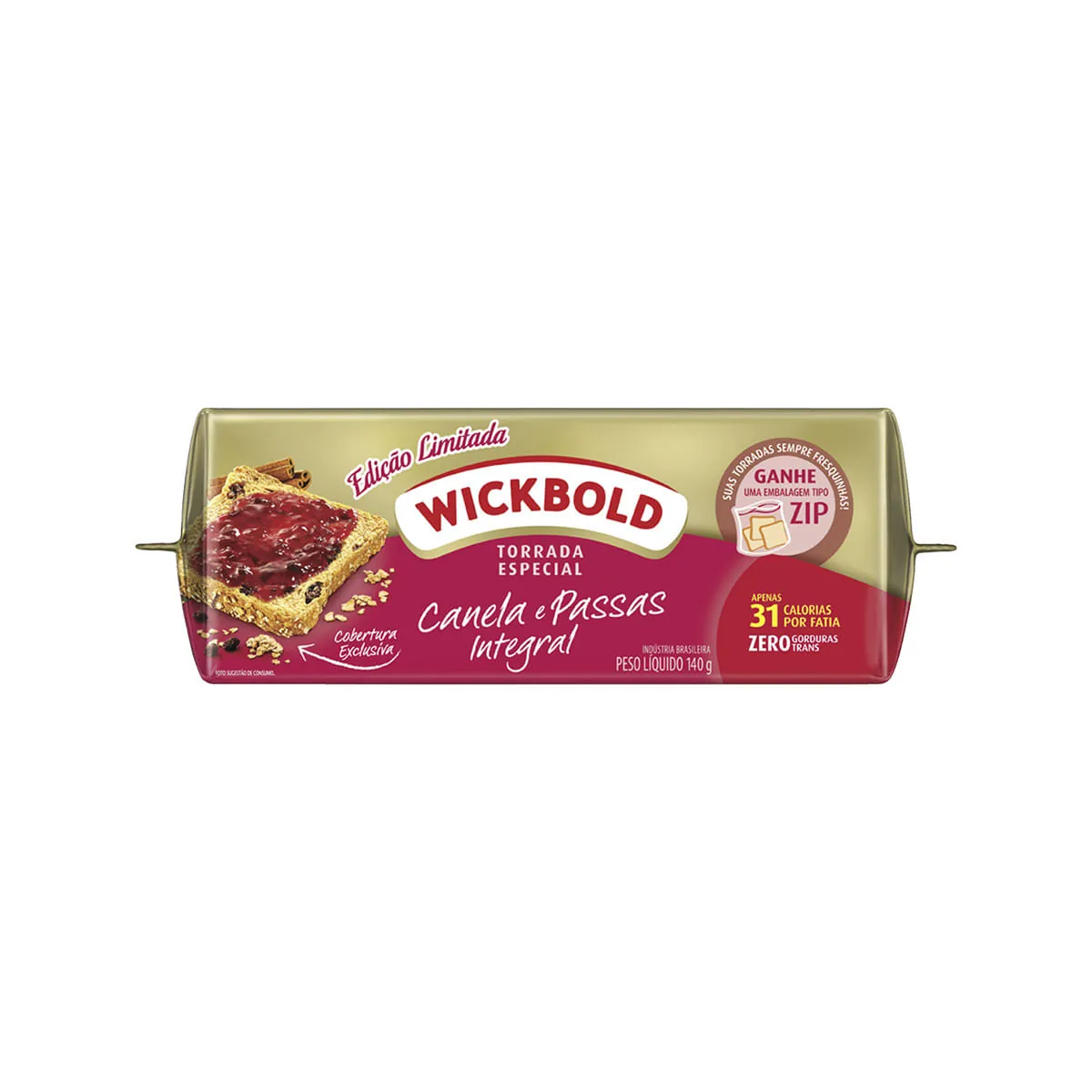 Torrada Doce Integral Canela e Uva Passas Wickbold Especial 140g