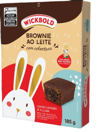 Pack Brownie Chocolate Ao Leite Recheio Chocolate Cobertura Chocolate Wickbold Caixa 185g 5 Unidades