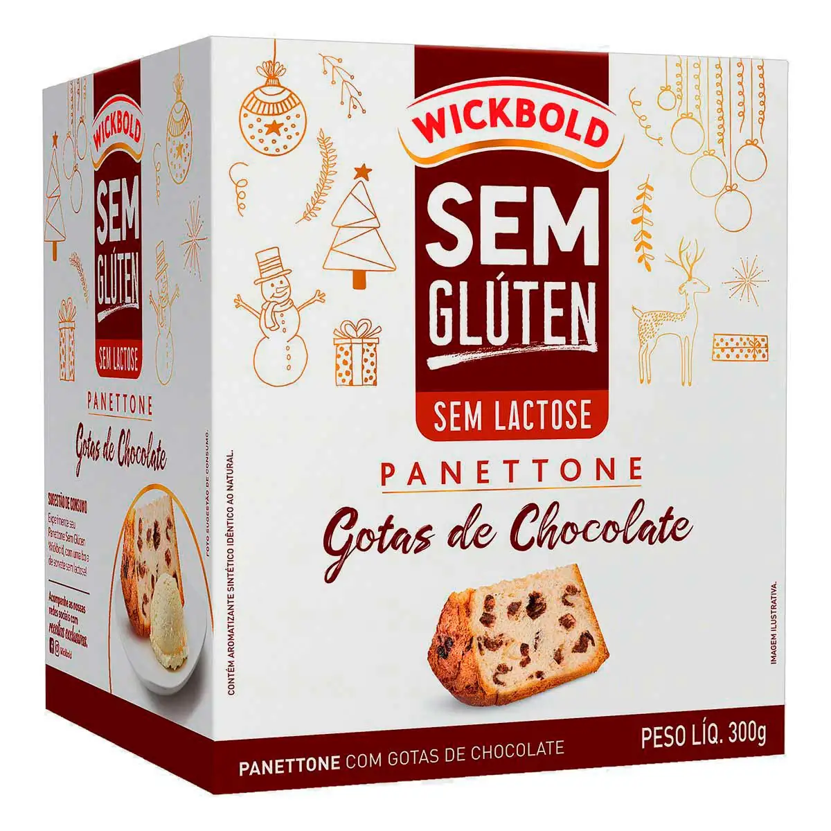 Panetone com Gotas de Chocolate sem Glúten Zero Lactose Wickbold 300g