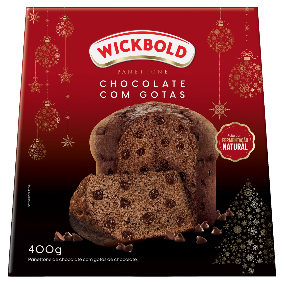 Panettone Chocolate Com Gotas De Chocolate Wickbold Caixa 400g