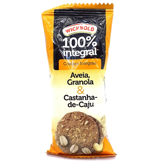 Biscoito Cookie Integral Aveia, Granola Castanha De Caju Wickbold Pacote 40g