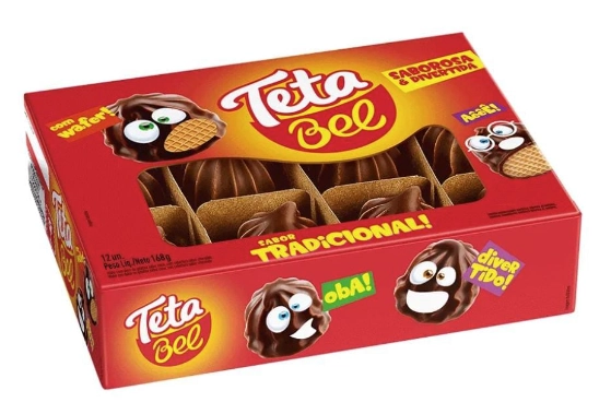 Doce De Gelatina Tradicional Cobertura Chocolate Bel Tetabel Caixa 168g 12 Unidades
