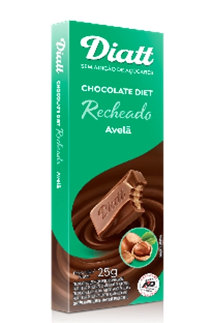 Chocolate Diet Diatt Recheado Ao Leite C/avela 25g
