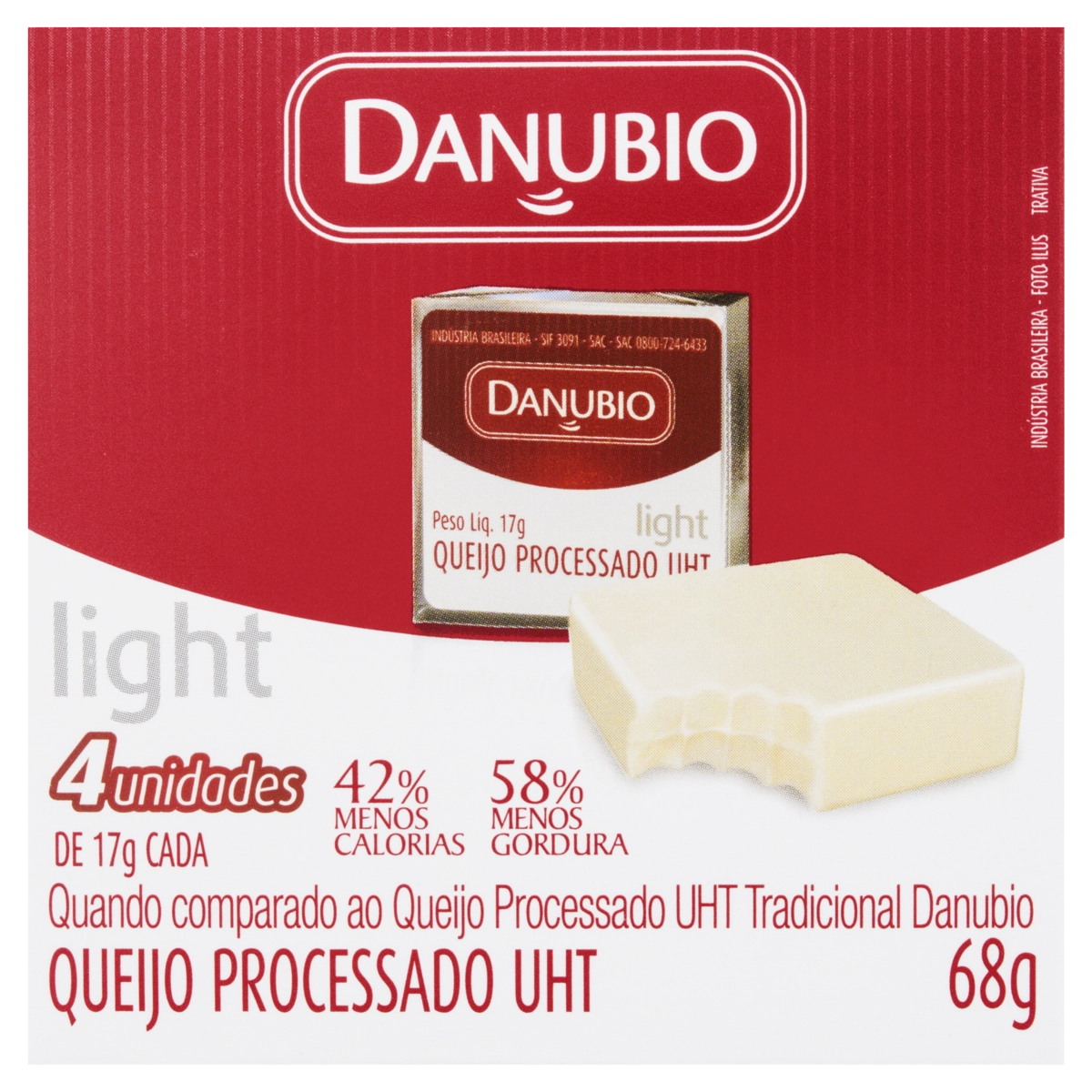 Queijo Processado Light Danubio 68g 4 Unidades