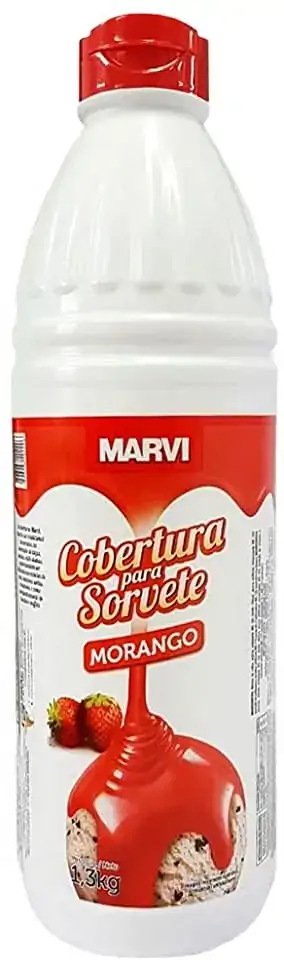 Cobertura Para Sorvete Morango Marvi Squeeze 1,3kg