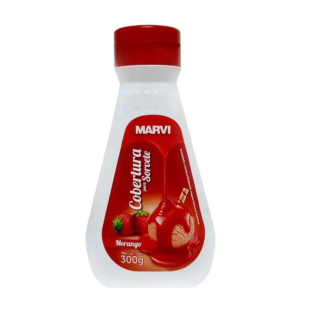 Cobertura Para Sorvete Morango Marvi Squeeze 300g