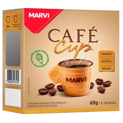 Casquinha Cobertura Chocolate Marvi Café Cup Caixa 60g 6 Unidades