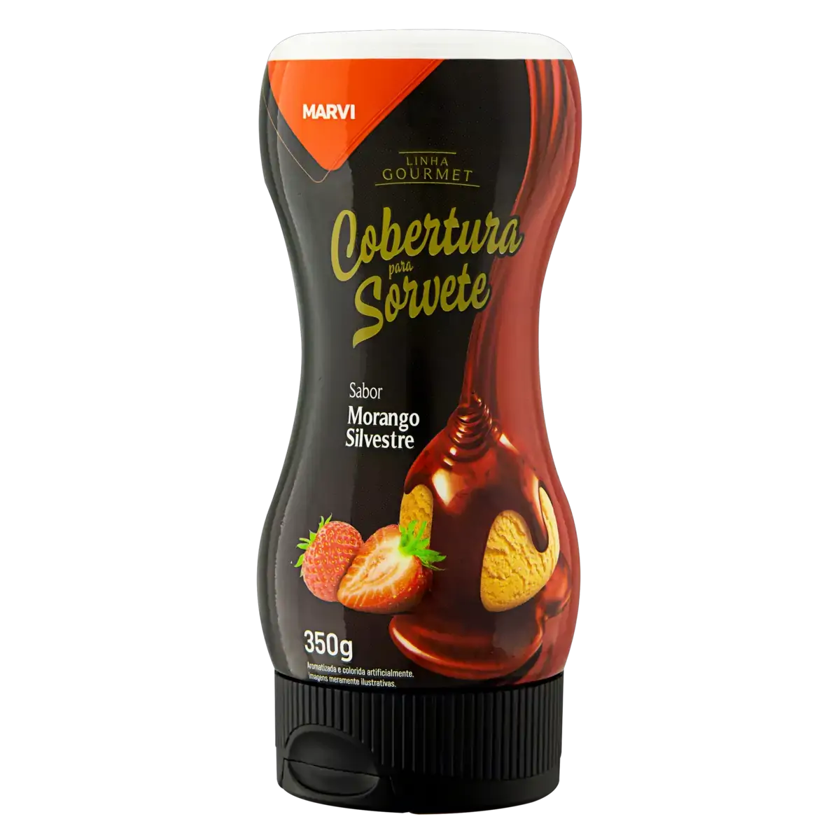 Cobertura Para Sorvete Morango Silvestre Marvi Gourmet Squeeze 350g