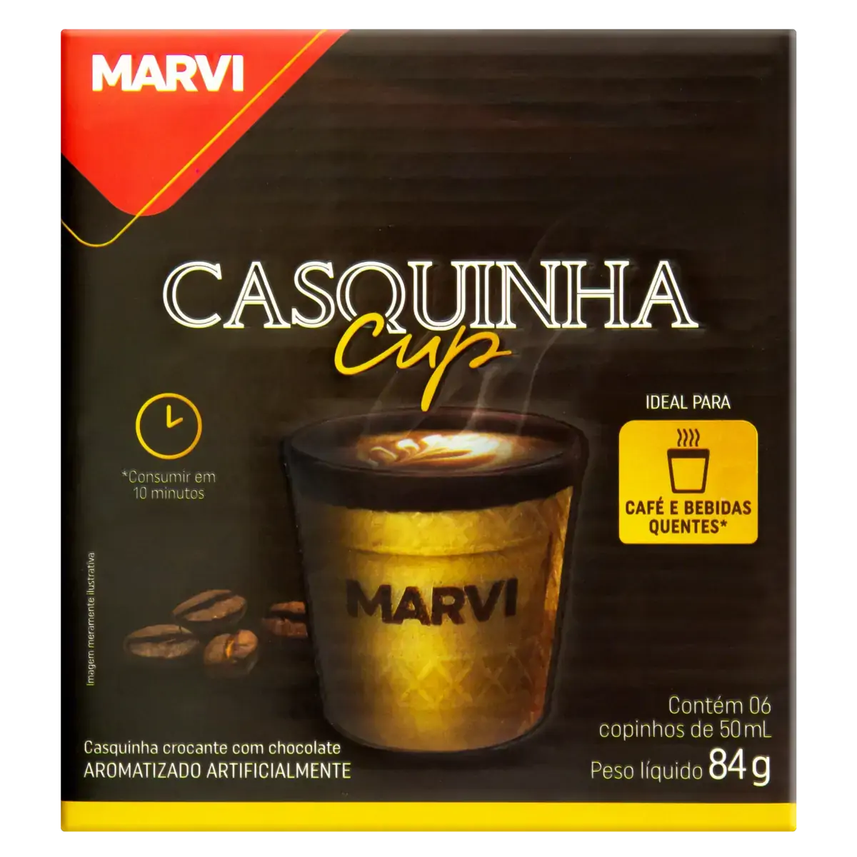 Casquinha Cobertura Chocolate Marvi Cup Caixa 84g 6 Unidades