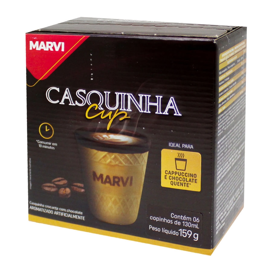 Casquinha Cobertura Chocolate Marvi Cup Caixa 159g 6 Unidades