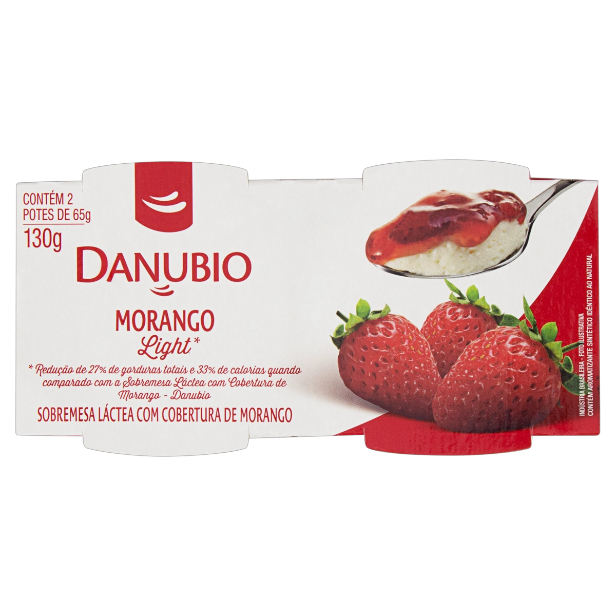 Sobremesa Láctea Morango Light Danubio Caixa 130g 2 Unidades