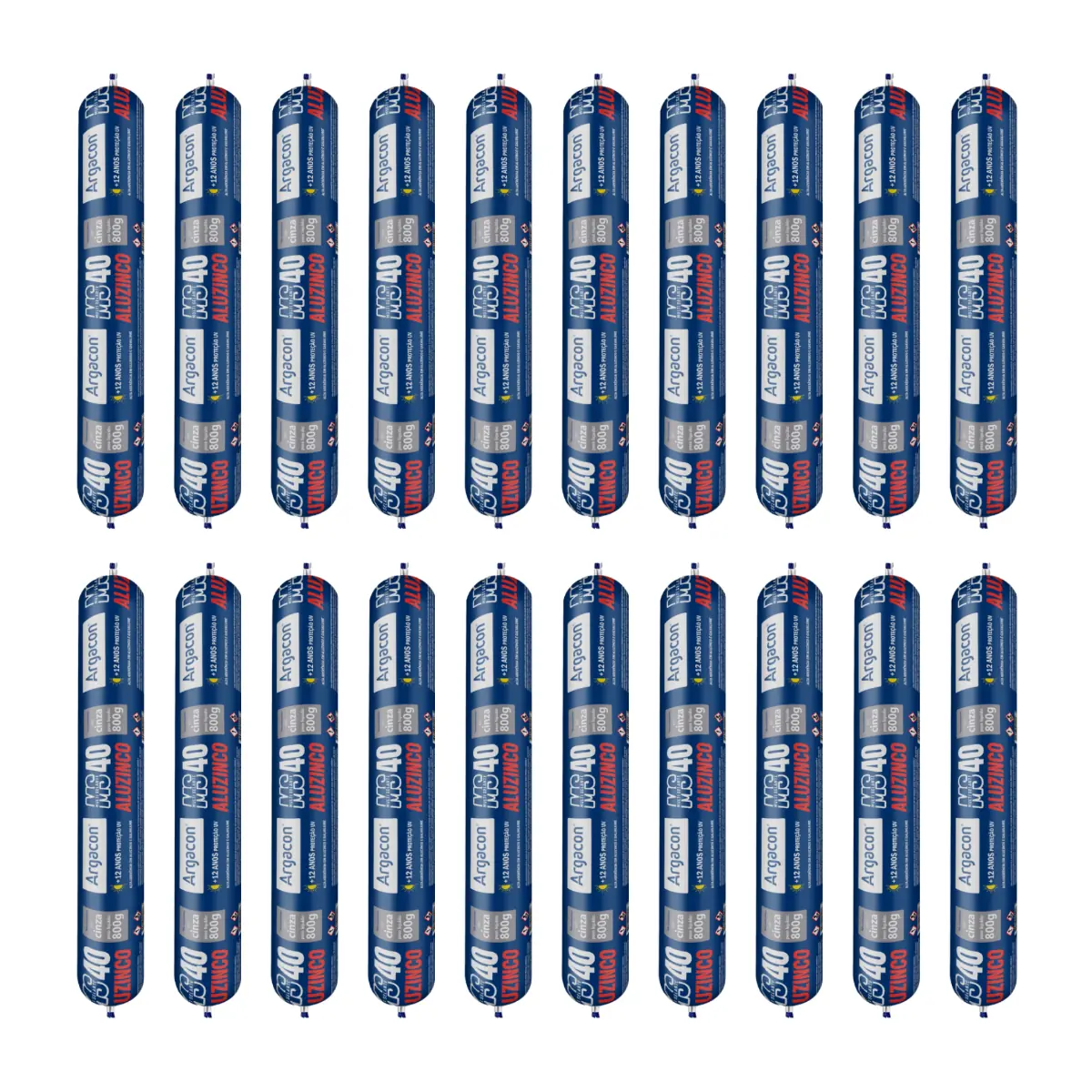 Kit 20 SelanteS Aluzinco Argacon Ms40 Cinza 800g PU Alta Aderência Galvalume