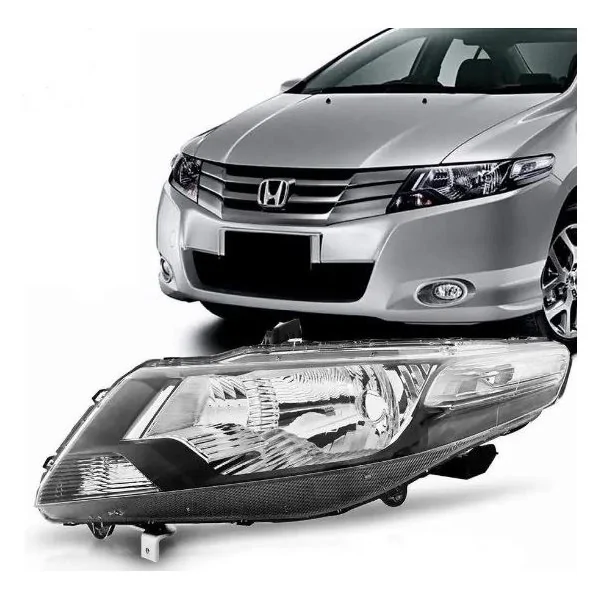 Farol Principal HONDA CITY Lado Esquerdo Máscara Negra - VIA EXPRESSA HONDA0613LE