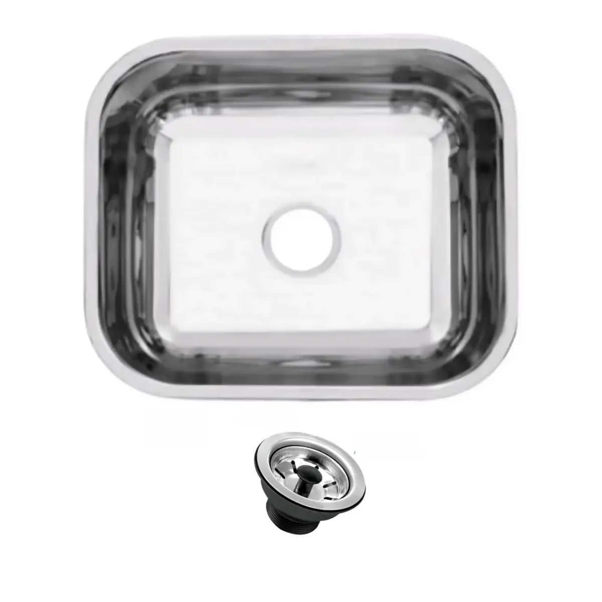 Kit 3 Cuba Fischer Inox N°3 40x34x14cm Com Válvula 3 1/2 Polida