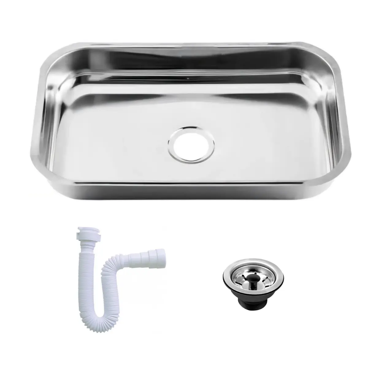 Cuba De Inox Pia De Cozinha Jp 46x30x11 + Válvula + Sifão Polida