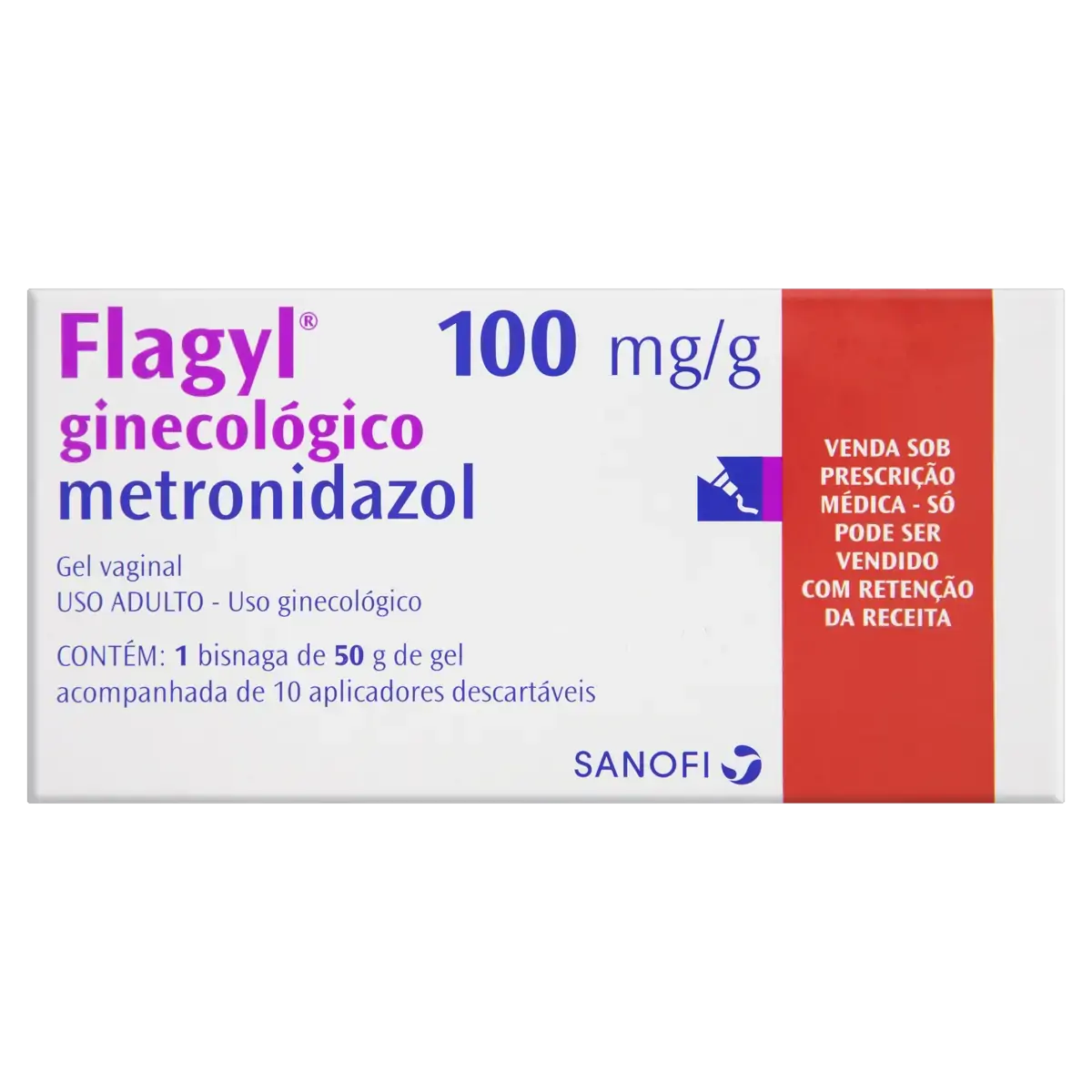 Flagyl Ginecológico 100mg/g Sanofi Caixa 50g 10 Aplicadores