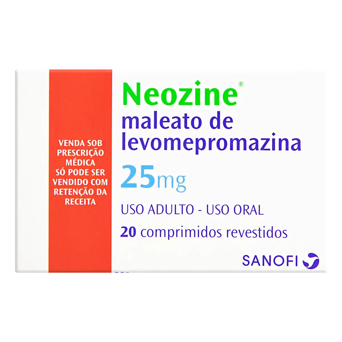 Neozine 25mg Sanofi Caixa 20 Comprimidos Revestidos